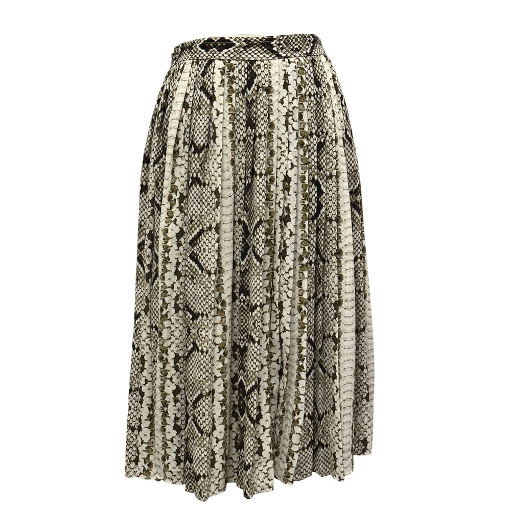 J.Crew Womens Snakeskin Print Pleated Midi Skirt 6P Brown Beige Neutral